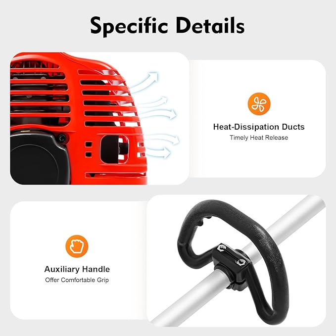 51.7CC 2 Stroke Gas Powered Weed Eater Weed Trimmer 4-in-1 Hedge Trimmer and Chainsaw, Multi Functional Garden Trimming Tools w/Extension Bar for Gardens Parks Yards