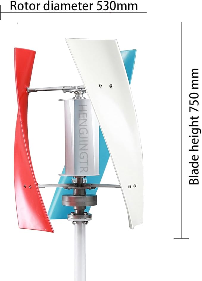 Vertical Wind Turbine Generator, 6000W 12V 24V 48V 3 Blades No Noise Magnetic Levitation Upright Wind Generator with Controller for Outdoor Garden