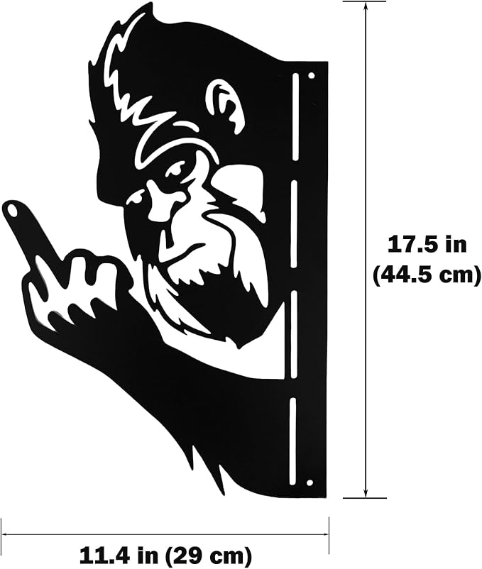 17.5 IN Sasquatch Peek Flip Off Metal Sign Bigfoot Yard Decor | Funny Big Foot Cutout Plaque Sculpture Silhouette Tree Fence Garden Patio House Wall Porch 17.5x11.4 IN Middle Finger