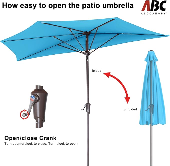 ABCCANOPY Patio Umbrella 9FT - Outdoor Half Umbrellas for Patio, Backyard, Garden, Deck (Turquoise)