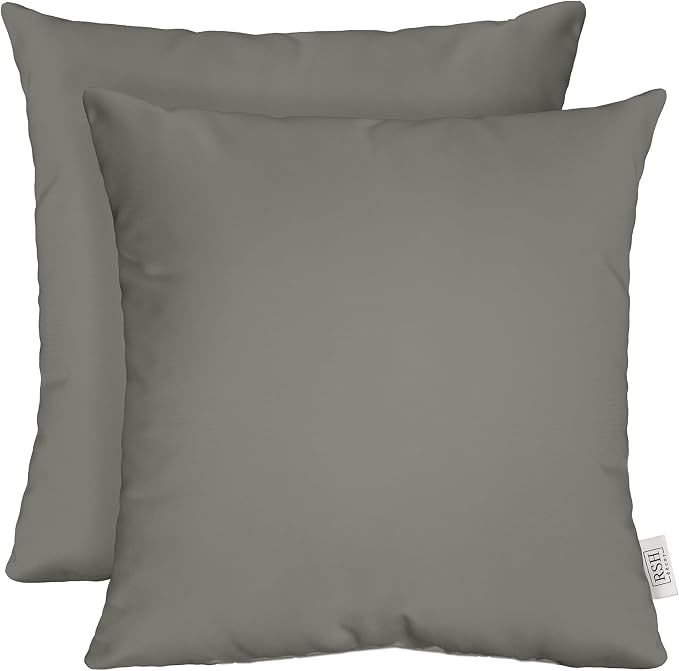 RSH DECOR: Sunbrella Square Throw Pillows Set of 2 | 24" x 24" | Water and Fade-Resistant Performance Fabric | Outdoor Pillow Covers with Down-Alternative Inserts | Canvas Charcoal - Made in USA
