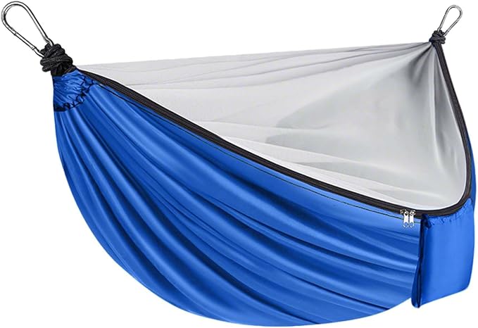 YSUEFIJO Travel Hammock with Mosquito Net, Relaxing Outdoor Hanging Hammock, Foldable and Compact for Backpacking, Breathable and Comfortable, Supports Up to 250kg