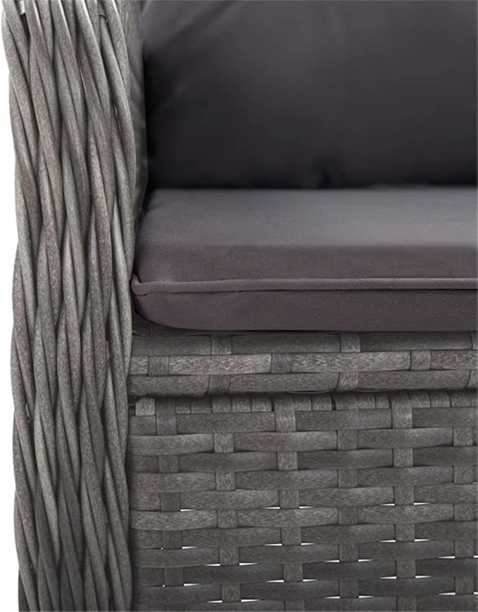 Afuera Living Synthetic Poly Rattan Patio Dining Set, 47.2 x 47.2 in Table, Gray Finish, 8 Armchairs with Cushions, Weather-Resistant, Modern Outdoor Furniture for Garden, Terrace, Backyard Dining