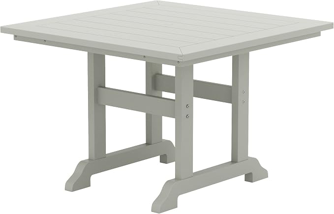 WestinTrends Ashore 5 Pieces Adirondack Patio Dining Set, All Weather Poly Lumber Slatted Modern Farmhouse Outdoor Furniture Set, 43" Trestle Square Table and 4 Adirondack Dining Chair, Sand