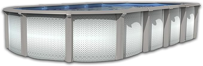 Lake Effect Pools 'Grand Cayman' 18 ft x 33 ft Oval Above Ground Swimming Pool | 52 Inch Strong Extruded Resin Components | Bundle Includes: 25 Gauge Overlap Liner & Widemouth Skimmer