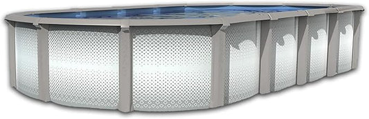 Lake Effect Pools 'Grand Cayman' 15 ft x 30 ft Oval Above Ground Swimming Pool | 52 Inch Strong Extruded Resin Components | Bundle Includes: 25 Gauge Overlap Liner & Widemouth Skimmer