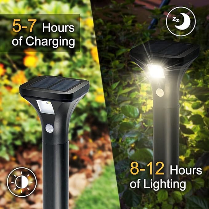 AURAXY Solar Outdoor Lights with Motion Sensor – Waterproof LED Pathway Lights for Yard, Garden, Walkway, Driveway – Auto On/Off, Easy Installation (8 Pack)