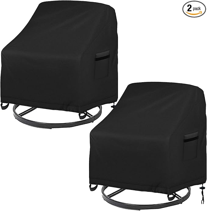 Outdoor Swivel Lounge Chair Cover 2 Pack,Waterproof Heavy Duty Outdoor Chair Covers, (39" W x 37" D x 38" H) Patio Furniture Cover for Swivel Patio Lounge Chair, Black