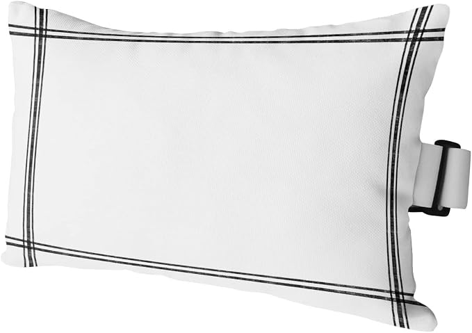 Outdoor Pillows Covers with Inserts Solid Color White Waterproof Recliner Pillow with Adjustable Strap Throw Pillows for Patio Furniture Pool Lounge Chair, 11x16 inch, 1PCS