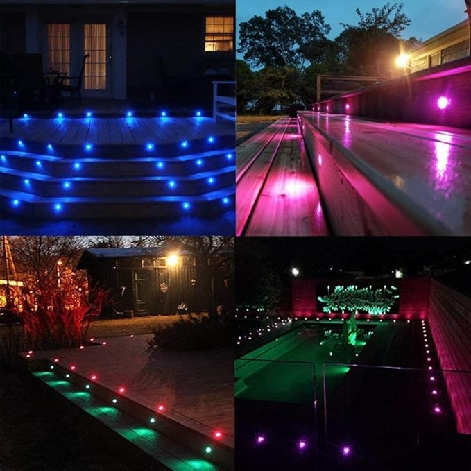 LED Deck Lights Multi-Color RGB Waterproof Recessed Wood Decking 0.7" Tiny Deck Driveway Light Dock Path Step Road Light Outdoor and Indoor Decoration Security Lighting (RGB, 30pcs)