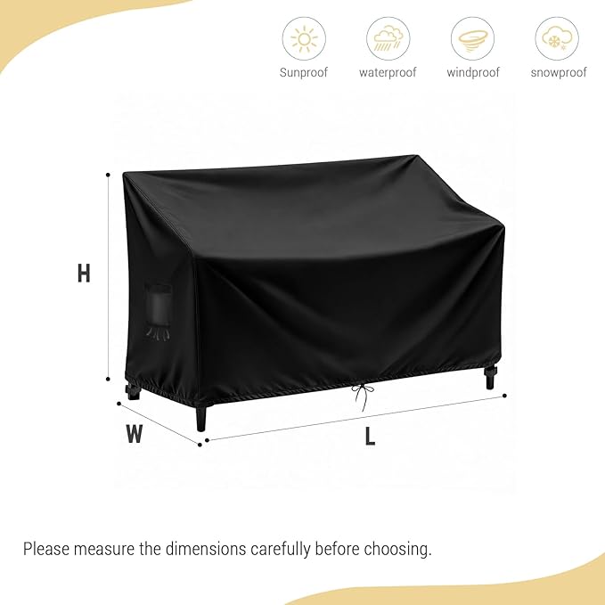 Outdoor Couch Cover Waterproof, Outdoor Sofa/Loveseat/Patio Furniture Cover - 54"W x 37"D x 35"H