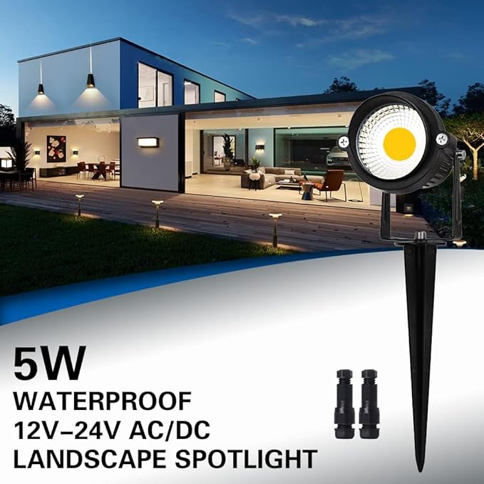 EAGLOD 5W Spot Lights Outdoor 5000K Daylight White Flag Pole Light 12V~24V AC/DC LED Landscape Spotlights, Waterproof Low Voltage Landscape Lighting for Yar (12)