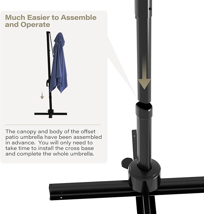 LAUSAINT HOME Patio Umbrella Outdoor,10 FT Cantilever Umbrella Aluminum Offset Umbrella with 360-degree Rotation for Backyard, Pool, Lawn, Deck (Square, Navy Blue)