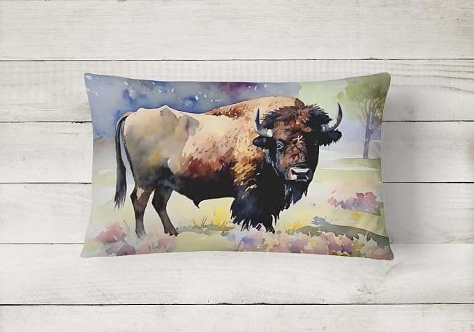 Caroline's Treasures DAC2873PW1216 American Bison Throw Pillow Machine Washable, Indoor Outdoor Decorative Pillow for Couch, Bed or Patio, 12HX16W