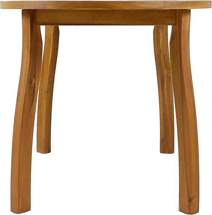 Christopher Knight Home 7 Piece Outdoor Dining Set with 70 Inch Oval Acacia Wood Patio Table and 6 Wicker Woven Dining Chairs with Cushions, Teak Finish Outdoor Table and Chairs for Patio Deck Garden