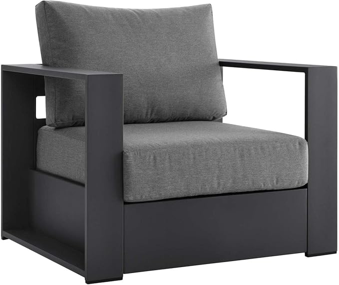 Modway Tahoe 4-Piece Fabric/Powder-Coated Aluminum Outdoor Set in Charcoal/Gray
