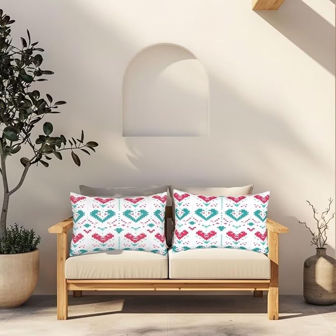 Outdoor Pillows Waterproof Set of 2 Outdoor Pillow Covers 16x24 Inch, Nordic Throw Pillows Simple Pillow Covers, Summer Garden Decorative Pillows Outdoor Pillows for Patio Furniture Home Decor -hs295