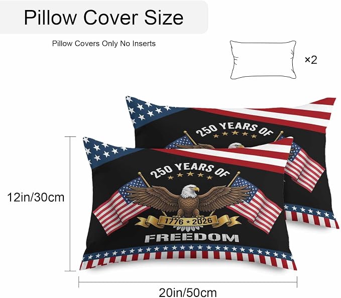 250 Years Anniversary Outdoor Pillow Covers 20x12 Inch Lumbar Pillow Covers Set of 2 Waterproof Decorative Throw Pillow Cases American Flag Eagle Independence Day Cushion Covers for Patio Furniture