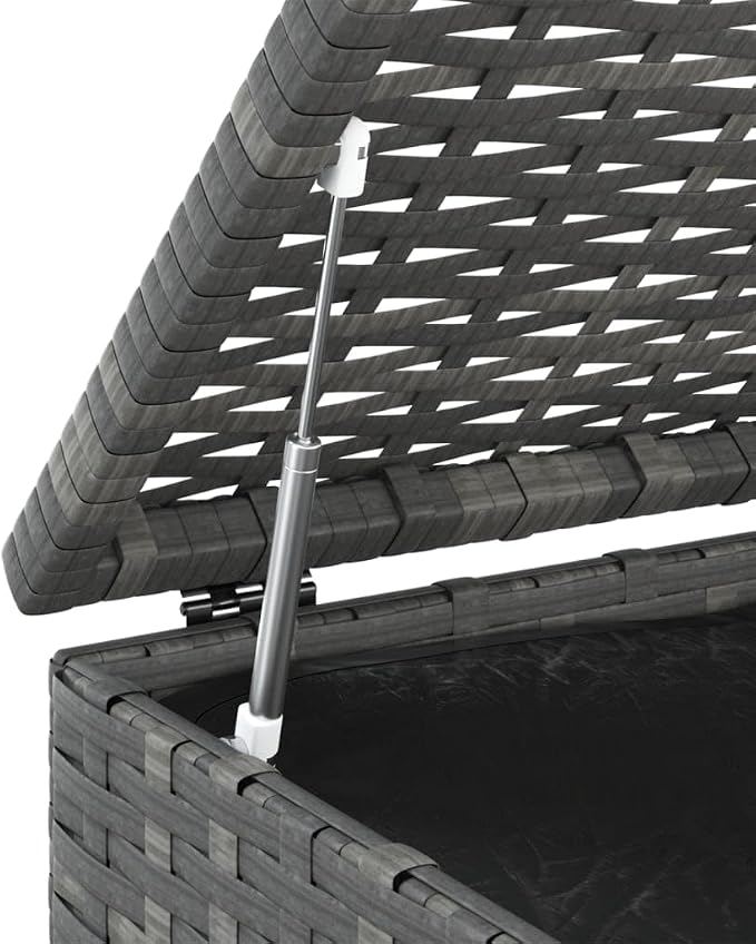 Large Outdoor Cushion Storage Box with Gas Lift, Grey PE Rattan Design, 39.4x19.3x40.7 in, Water-Resistant, Rust-Proof Steel Frame, Patio Organizer for Cushions, Pillows,