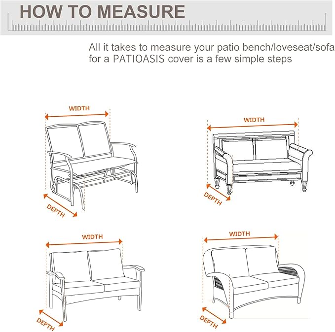 Patio Sofa Covers 96'' x 40'' x 35'' Waterproof Outdoor Deep Loveseat Cover Extra Large 5 Seat Lawn Sofa Covers 600D