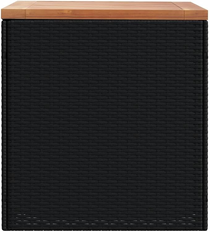 Modern Black Poly Rattan Garden Storage Box 43.3 x 19.7 x 21.3 in for Outdoor Patio Furniture Cushions and Blankets with Easy Access Lid