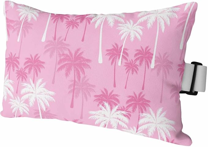 Tropical Palm Tree Outdoor Pillows for Chaise Lounge Chair Waterproof Lumbar Pillows with Insert&Adjustable Strap Beach Headrest Pillow Magenta Pink Plants Coastal Leaf Beach Pool Pillow 11"x16"