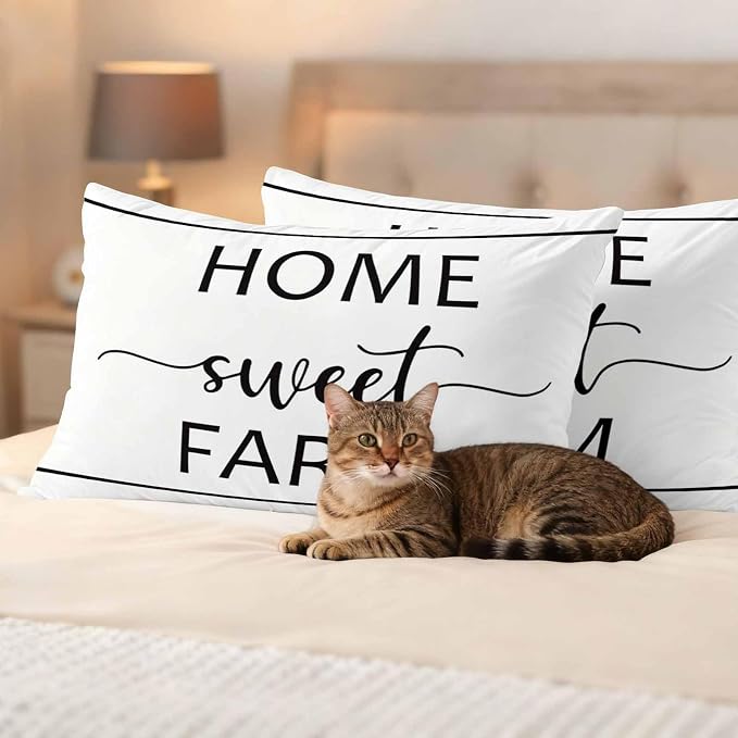JasmineM Outdoor Pillow Cover 12x20 Inches Set of 2 Home Sweet Farm Waterproof Throw Pillow Covers Farmhouse Funny Quote Decorative Pillowcases Garden Cushion Case for Patio Couch Sofa