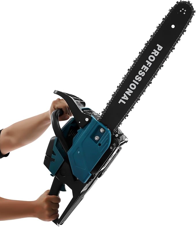 Gas Powered Chainsaw, 58CC Gasoline Chainsaw, Gasoline Powered Chainsaw for Forest, Wood, Garden and Farm Cutting Use