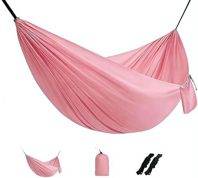 Camping Hammock Lightweight, Portable Hammocks Parachute Hammock with Two Tree Straps,Portable Hammocks with Tree Straps & Attached Carry Bag, Perfect for Outside Indoor Hiking Beach Backpack Travel