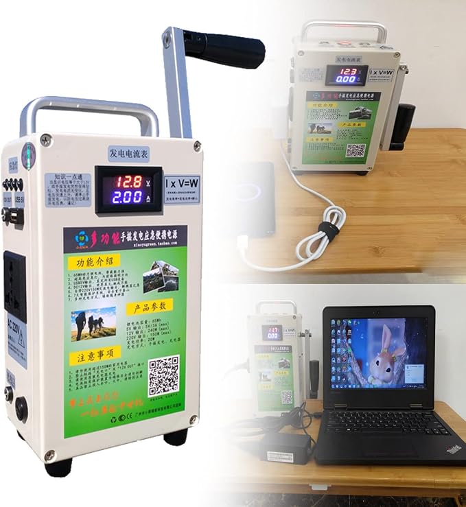 150W Outdoor Emergency Generator, Portable Hand Crank Generator,110v /220v DC12V USB 5V Small Power Supply,for Emergency,Camping,Sudden Power Outages,150W-220V