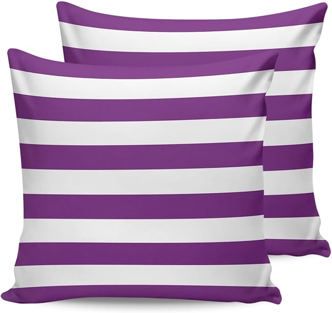 Outdoor Waterproof Pillow Covers for Patio Furniture Solid Striped Decorative Throw Pillow Cover Purple Pillowcases Set of 2 Cushion Case for Sofa Couch Chair Home Decor 20 x 20 Inches