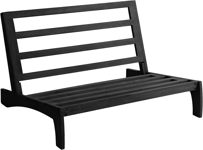 Black Wood Patio Furniture Sets, 3 Pieces All Weather Patio Loveseat Sofa Outdoor Sectional Futniture Backyard Conversation Set with Solid Wooden Coffee Table - Beige