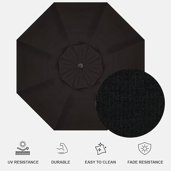 Treasure Garden AKZ PLUS Cantilever Umbrella 13' Sunbrella Black Canopy and Black Frame with Stationary Base