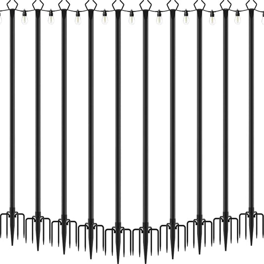 AILBTON 10 Pack 10Ft String Light Poles | Light Poles for Outside String Lights,Outdoor Light Poles with Fork,Metal Pole Stand for Patio,Backyard,Deck
