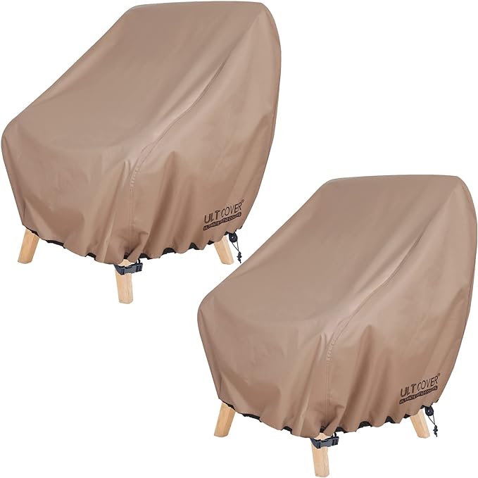 ULTCOVER Waterproof Patio Chair Cover 2 Pack Outdoor Lounge Deep Seat Single Lawn Chair Covers 32W x 34D x 34H inches