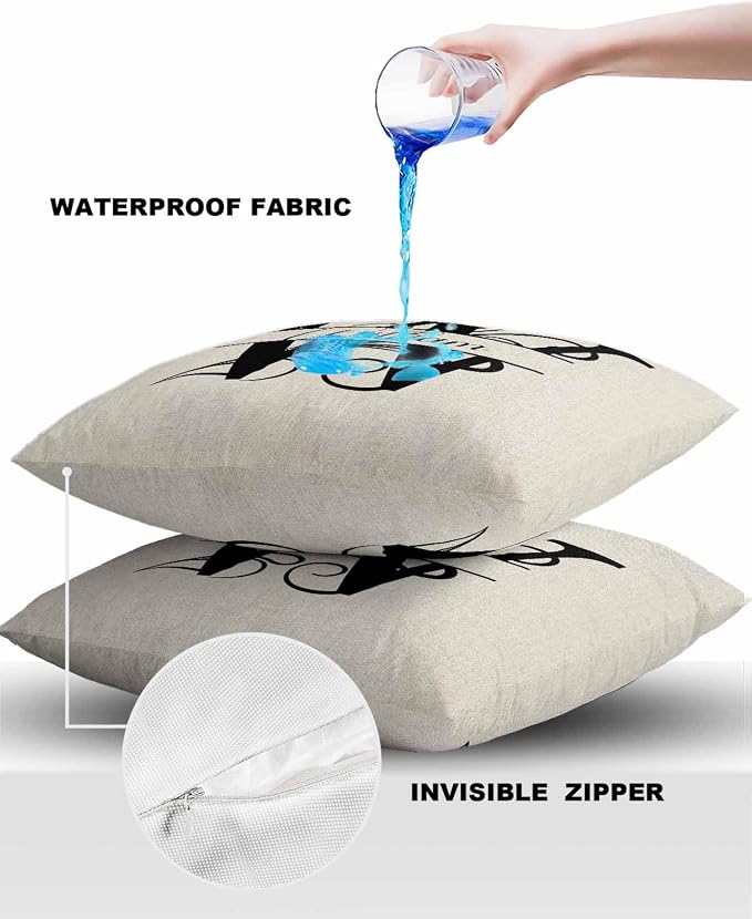 Personalized Gifts for Women/Men, Custom Pillow Case with Name Outdoor Waterproof Pillowcase, Letter W Customized Pillow Cases for Patio, Monogram Words Customs Pillow Cover 18" x 18", 2 Pcs
