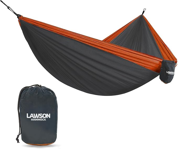 Lawson Hammock Double Parachute Nylon Camping Hammock for 2, Two Person 425lbs. Capacity, Durable Waterproof Construction (Grey)