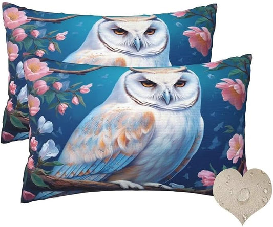 Outdoor Pillows Waterproof Set of 2 Outdoor Pillow Covers 16x24 Inch, Owl Throw Pillows Flower Pillow Covers, Summer Garden Decorative Pillows Outdoor Pillows for Patio Furniture Car Home Decor -hs480