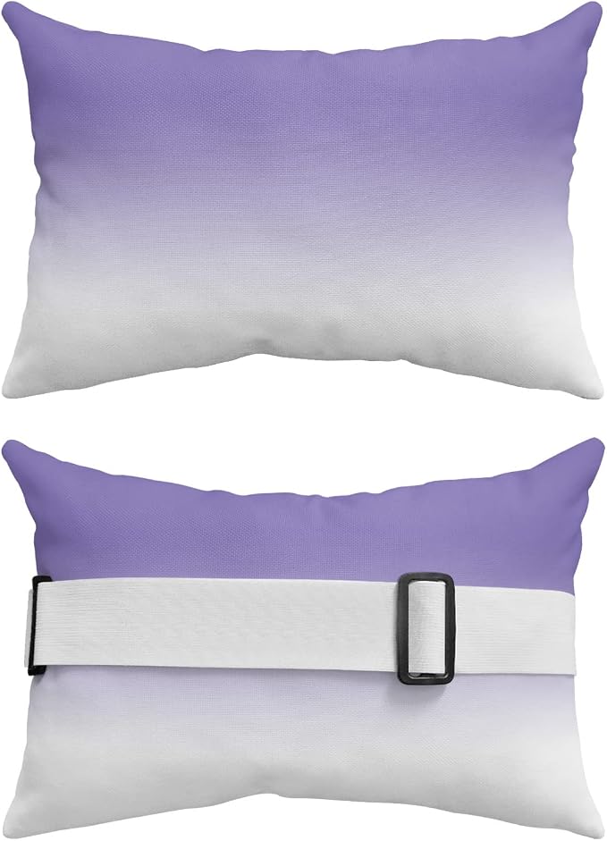 Outdoor Pillows Covers with Inserts Minimalist Purple and White Gradient Waterproof Recliner Pillow with Adjustable Strap Throw Pillows for Patio Furniture Pool Lounge Chair, 11x16 inch, 1PCS
