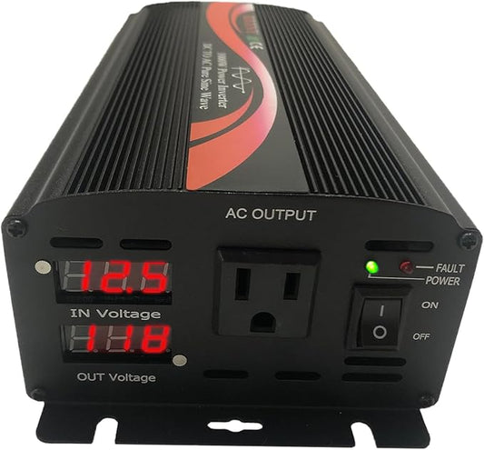 1000W Watt Pure Sine Wave Car Power Inverter Converter 12V DC to 110V 120V AC 60HZ with LED Display