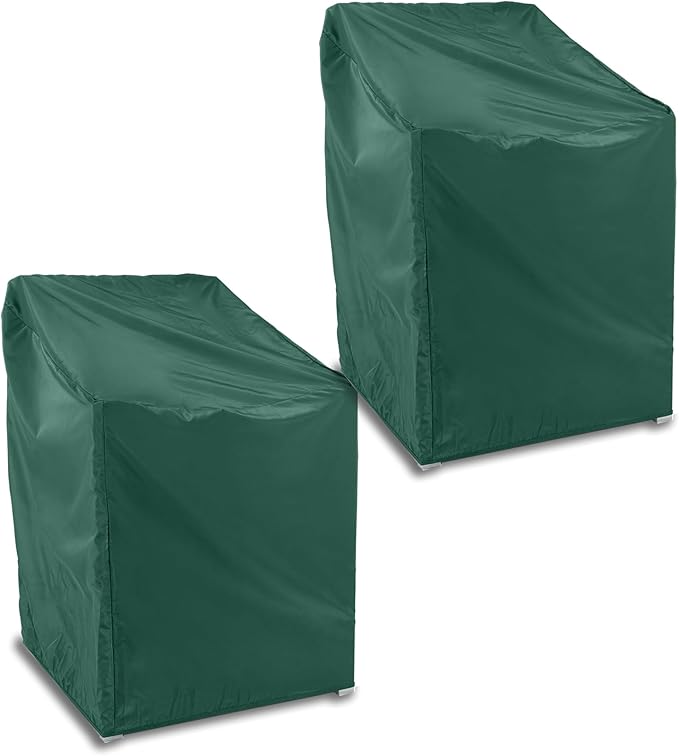 Covermates Classic Outdoor Chair Cover – Heavy-Duty 12-Gauge Vinyl Patio Chair Protector, Weather-Resistant, Elastic Hem, Fits Most Garden & Deck Chairs, 30W x 38D x 36H - Set of 2, Green