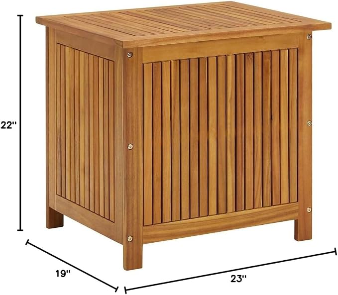 Solid Acacia Wood Outdoor Storage Box 23.6"x19.7"x22.8" with Water-Resistant Bag, Multi-Functional Patio Furniture Bench and Deck Box for Poolside Backyard Garden Tools Cushions Organization