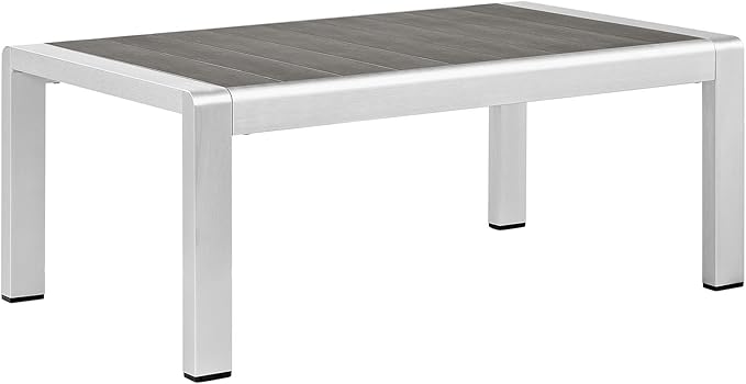 Modway Shore 4-Piece Aluminum Outdoor Patio Furniture Set in Silver Gray