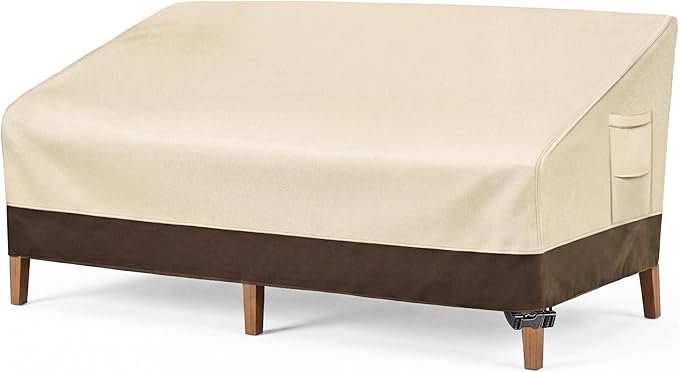 Vailge Heavy Duty Patio Sofa Cover, 100% Waterproof 3-Seater Outdoor Sofa Cover,Lawn Patio Furniture Covers with Air Vent and Handle,93" Wx 40" Dx 35" H,Beige&Brown