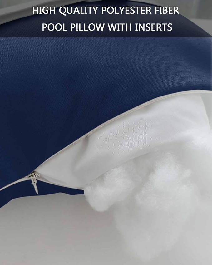 Outdoor Pillows Covers with Inserts Navy Blue Solid Color Waterproof Pillow with Adjustable Strap Throw Pillows for Patio Furniture Pool Lounge Chair, 11x16 Inch, 1PCS