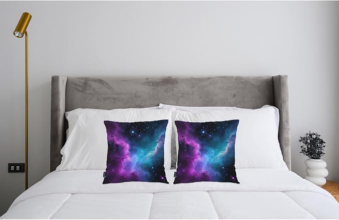 Swono Galaxy Space Set of 2 Throw Pillow Covers Cosmos Starry Night Stars Galaxy Outer Space 18x18 Inches Pillow Cases Standard Cushion Cover Square Pillowcases for Men Women Decorative Home Bed Sofa