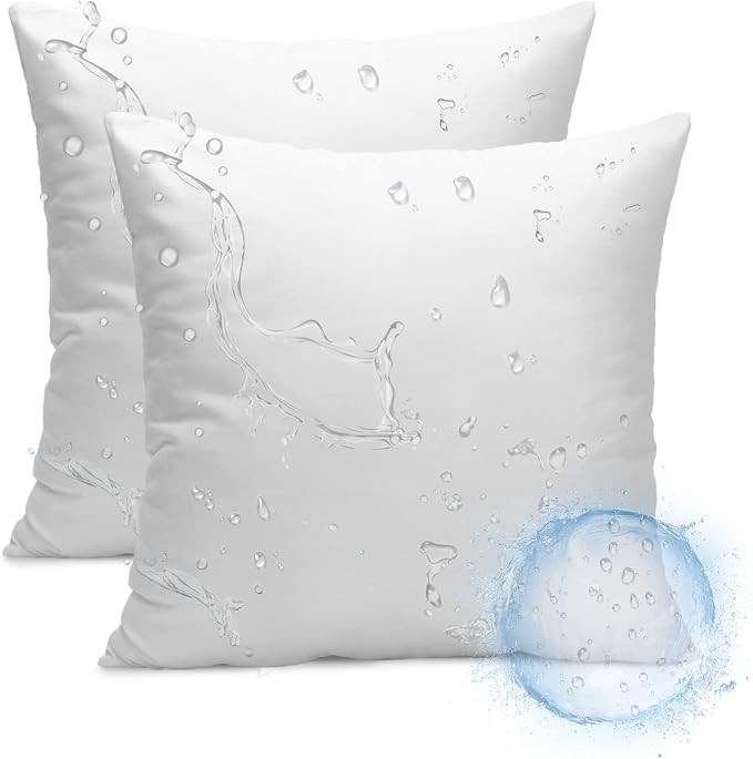 Ashler 16 x 16 Outdoor Pillow Inserts, Set of 2 Water Resistant | Throw Pillow Inserts, Hypoallergenic Stuffer Sham, Square Pillow Insert, Patio, Bench, Garden, Indoor Outdoor Decorative