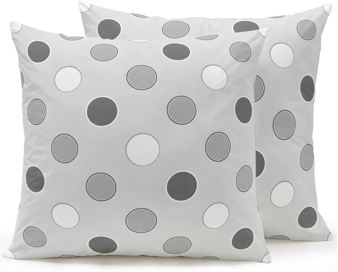 Waterproof Outdoor Pillow Set of 2 Grey Polka Dots Decorative Throw Pillows Cover & Insert 18x18 Inch Pillowcase Funny Circles Spots Square Pillows for Couch Sofa Bed Patio Furniture Indoor Outdoor