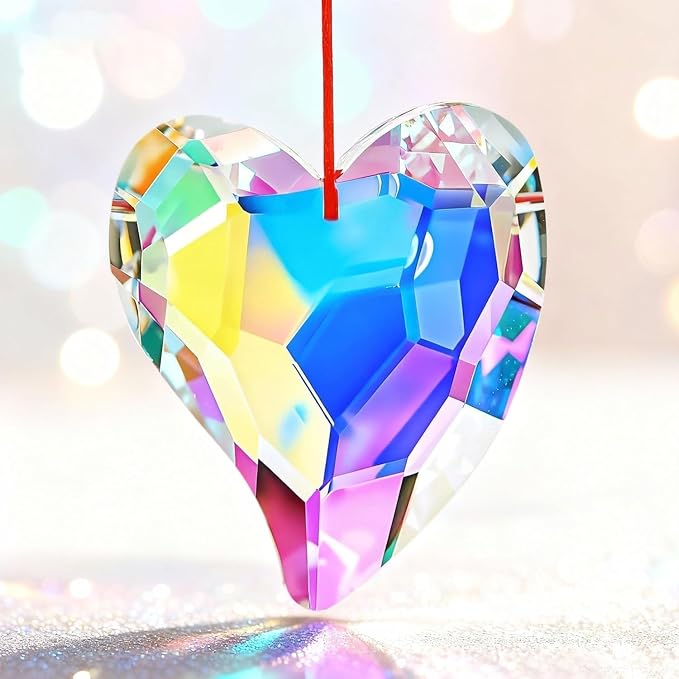 70mm Heart Crystal Prisms Suncatchers for Window Hanging Rainbow Maker Gift | Colorful,Sun Catcher Indoor Window,Glass Ornament for Christmas Tree Valentine's Anniversary Wedding Party Decoration