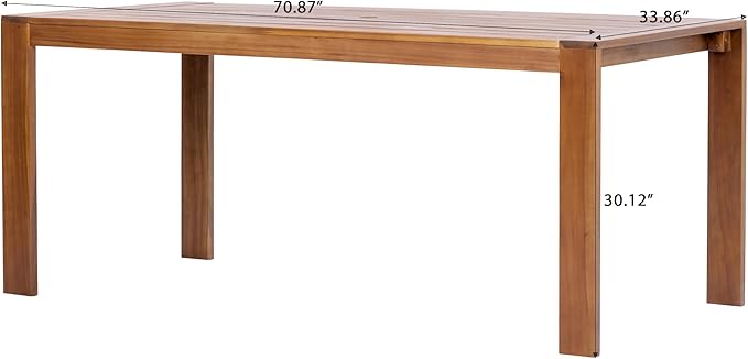 Christopher Knight Home Balew Acacia Wood Patio Dining Set for 4, Solid Wood Outdoor Dining Table Set for 4, 5 Piece Outdoor Dining Set with Rectangular Table and Woven Rope Accents, Teak+Beige